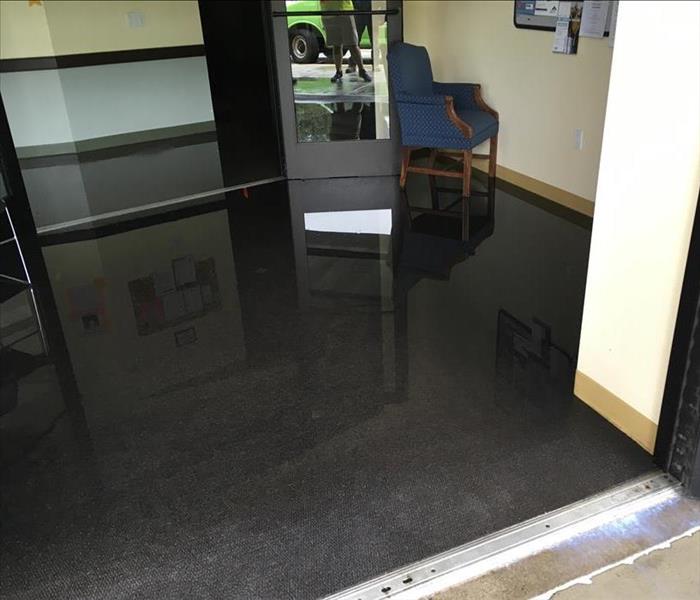 standing water on the carpet in an office