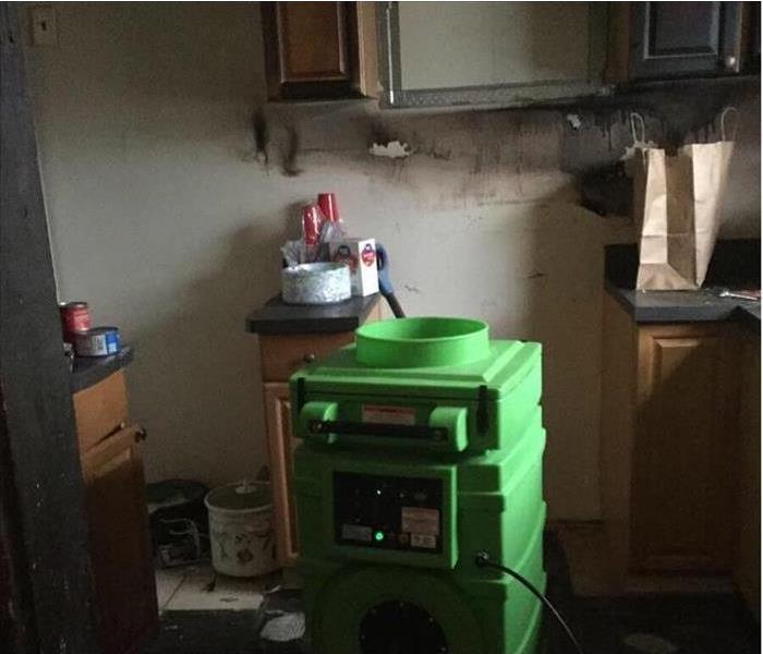 green air scrubber , burned kitchen